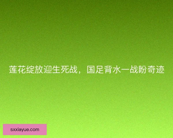 莲花绽放迎生死战，国足背水一战盼奇迹