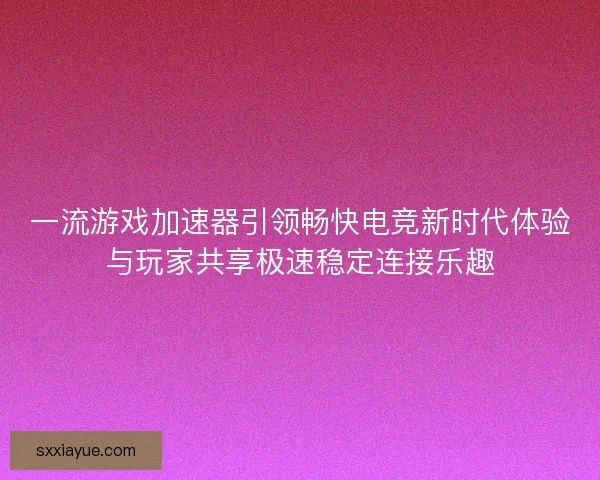 一流游戏加速器引领畅快电竞新时代体验与玩家共享极速稳定连接乐趣