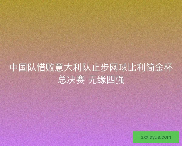 中国队惜败意大利队止步网球比利简金杯总决赛 无缘四强