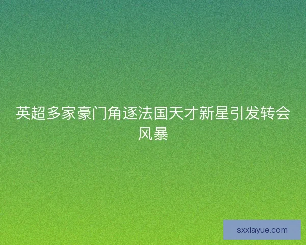 英超多家豪门角逐法国天才新星引发转会风暴 英超多家豪门角逐法国天才新星引发转会风暴
