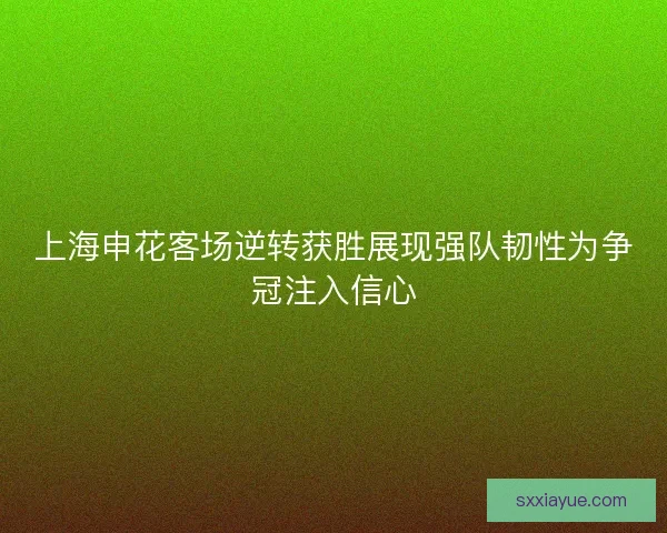 上海申花客场逆转获胜展现强队韧性为争冠注入信心